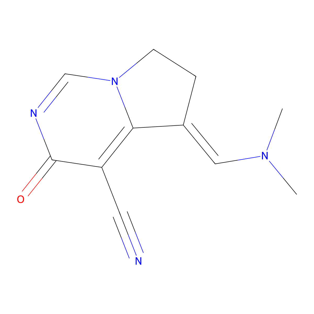 5-[(Dimethylamino)methylene]-3,5,6,7-tetrahydro-3-oxopyrrolo[1,2-c]pyrimidine-4-carbonitrile molecular structure, CAS 66751-24-4