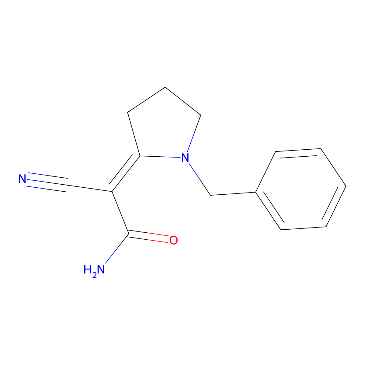 2-(1-Benzylpyrrolidin-2-ylidene)-2-cyanoacetamide molecular structure, CAS 66751-29-9