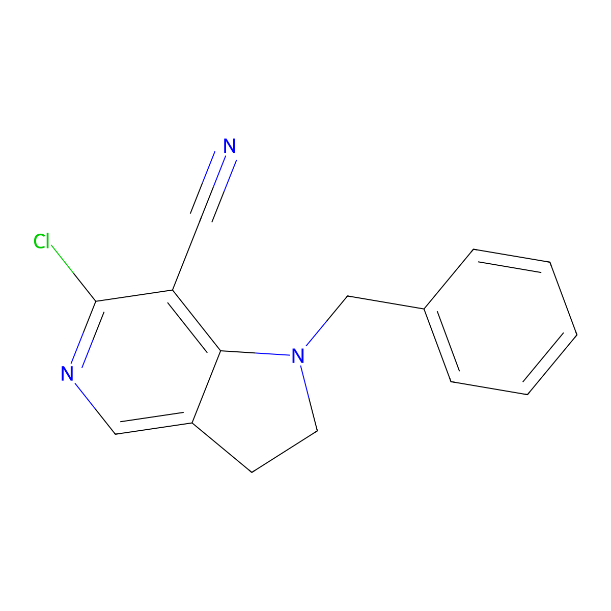 6-Chloro-2,3-dihydro-1-(phenylmethyl)-1H-pyrrolo[3,2-c]pyridine-7-carbonitrile molecular structure, CAS 66751-32-4