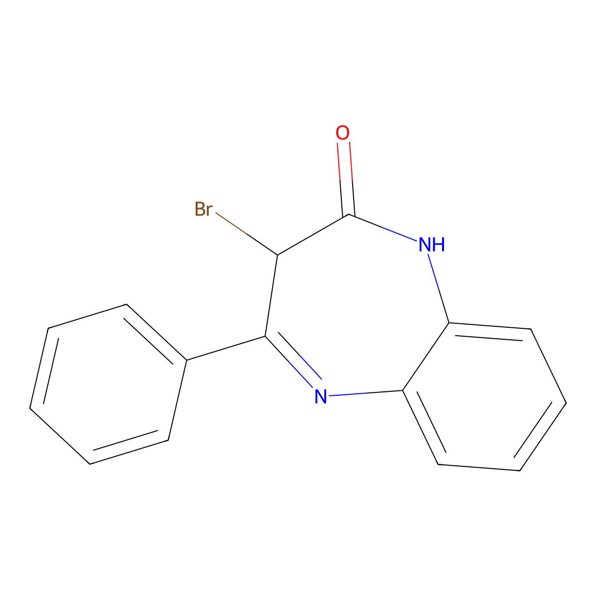 3-Bromo-4-phenyl-1,3-dihydro-2h-1,5-benzodiazepin-2-one molecular structure, CAS 66752-03-2