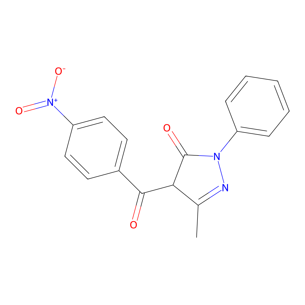 5-methyl-4-(4-nitrobenzoyl)-2-phenyl-2,4-dihydro-3H-pyrazol-3-one molecular structure, CAS 66755-21-3
