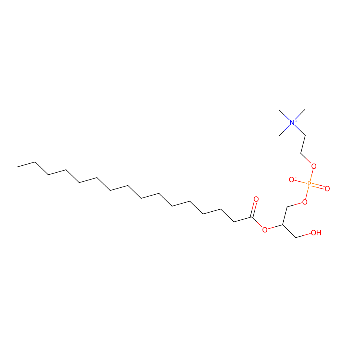 2-Palmitoyl-sn-glycero-3-phosphocholine molecular structure, CAS 66757-27-5