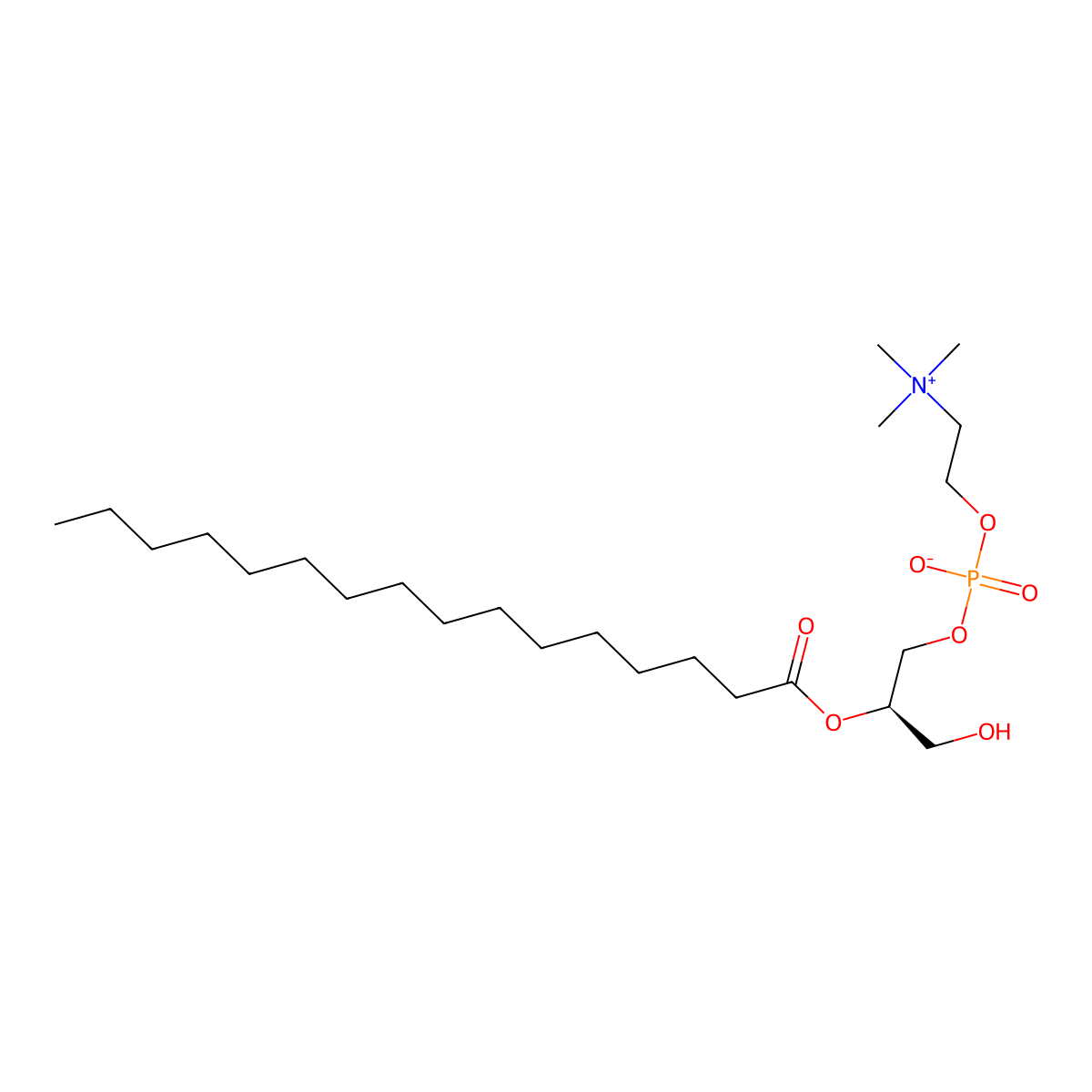 2-Palmitoyl-sn-glycero-3-phosphocholine molecular structure, CAS 66757-27-5