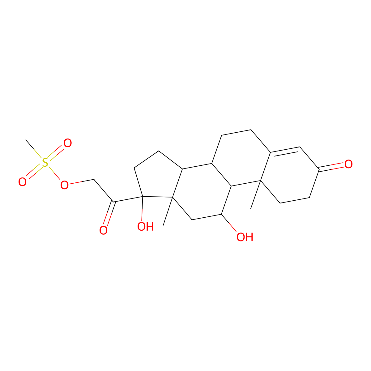 Cortisol 21-mesylate molecular structure, CAS 6677-96-9
