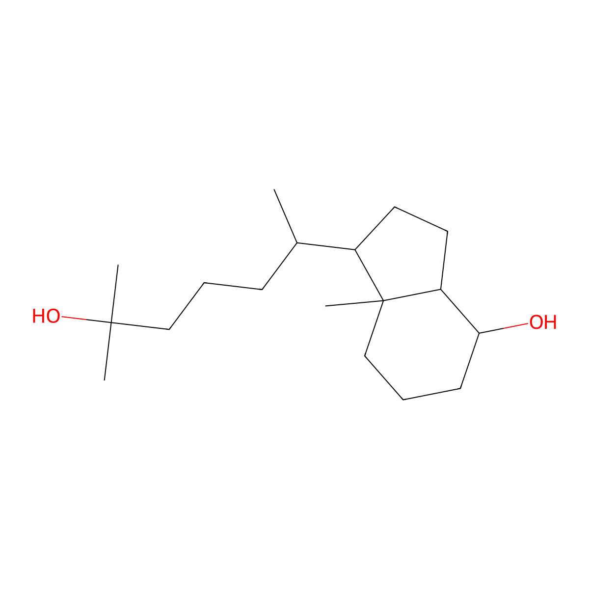 1H-Indene-1-pentanol, octahydro-4-hydroxy-alpha,alpha,epsilon,7a-tetramethyl-, (epsilonR,1R,3aR,4S,7aR)- molecular structure, CAS 66774-84-3