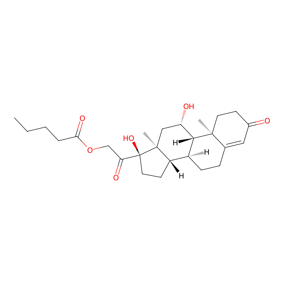 11beta,17,21-Trihydroxypregn-4-ene-3,20-dione 21-valerate molecular structure, CAS 6678-00-8