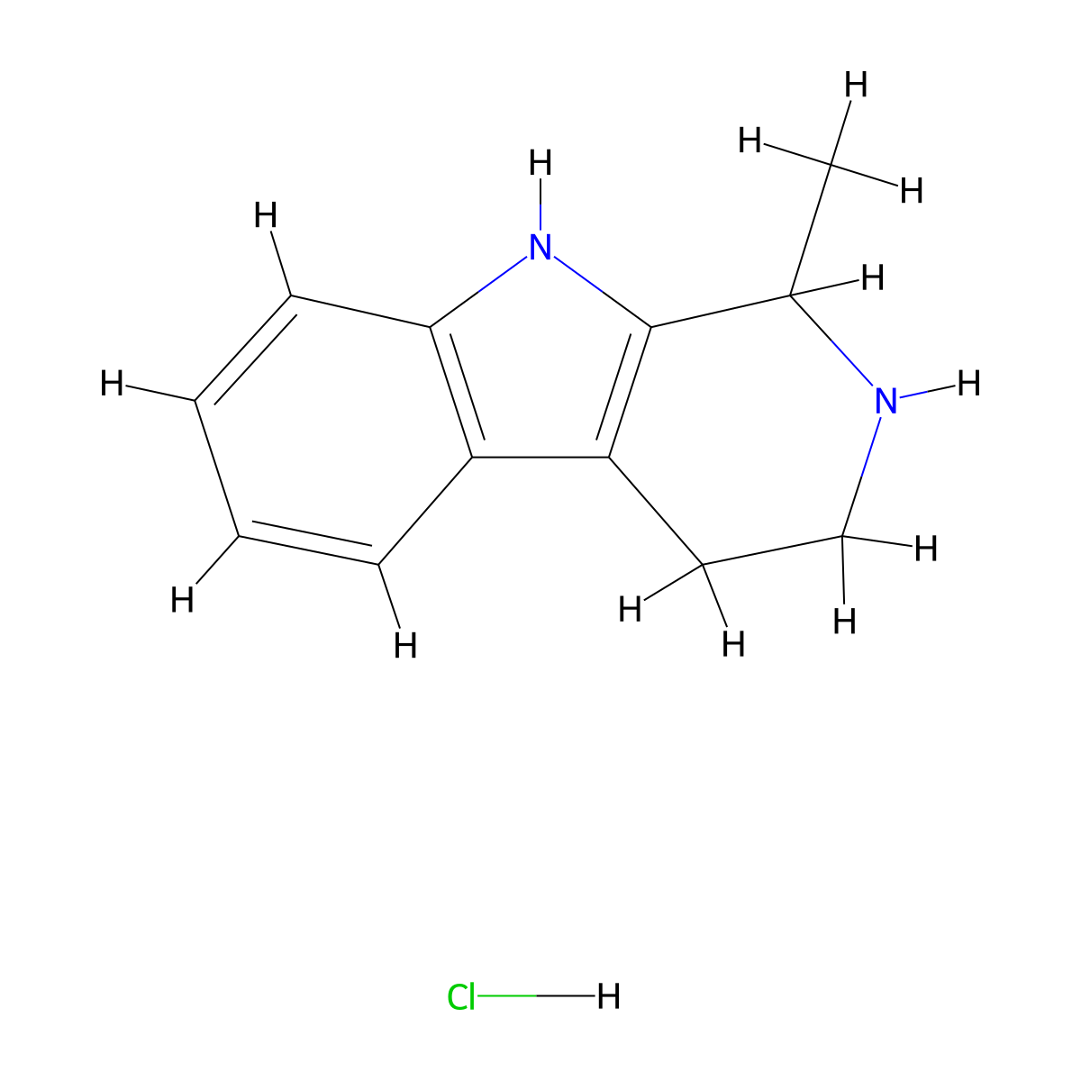 1-methyl-1H,2H,3H,4H,9H-pyrido[3,4-b]indole hydrochloride molecular structure, CAS 6678-82-6