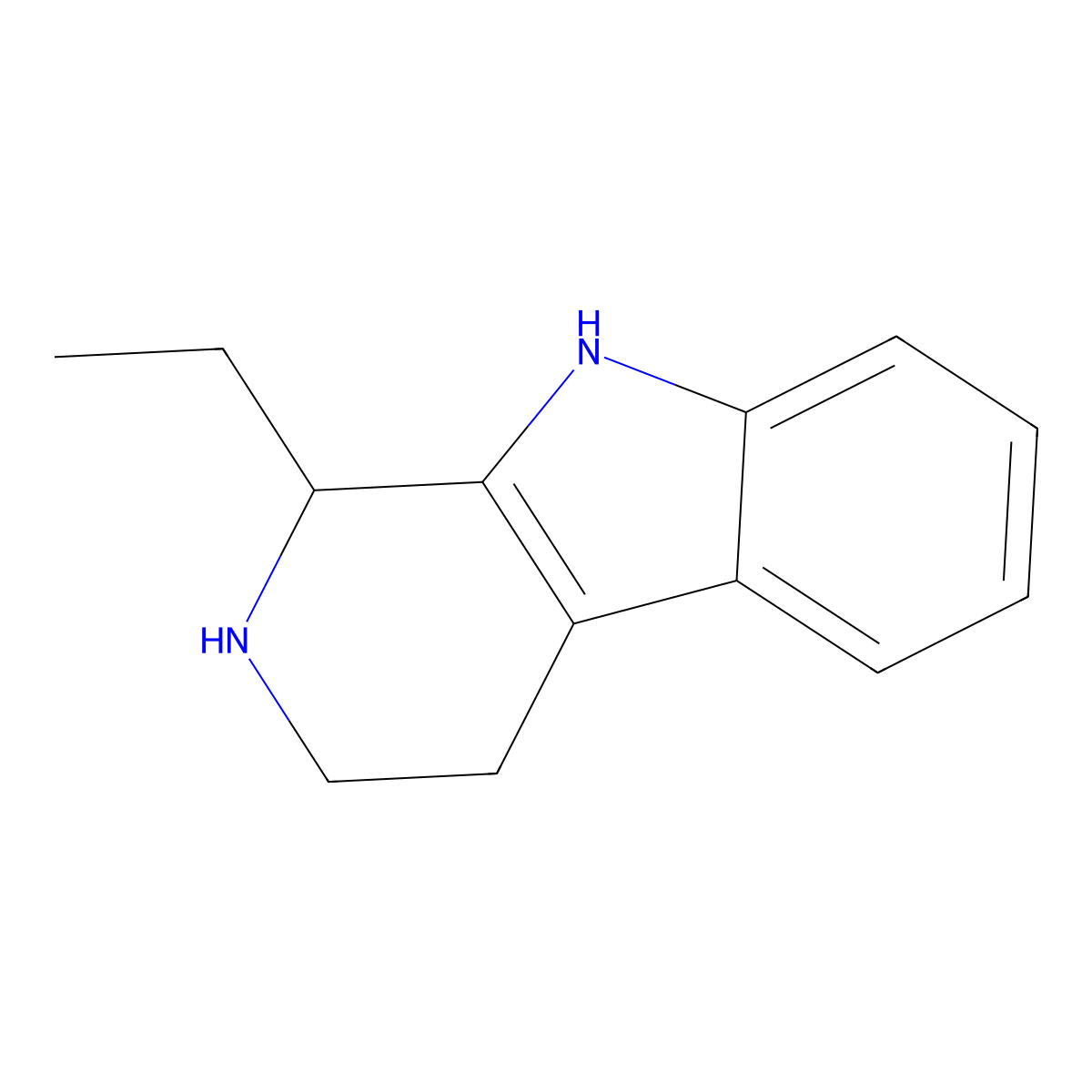 1-Ethyl-2,3,4,9-tetrahydro-1H-beta-carboline molecular structure, CAS 6678-86-0