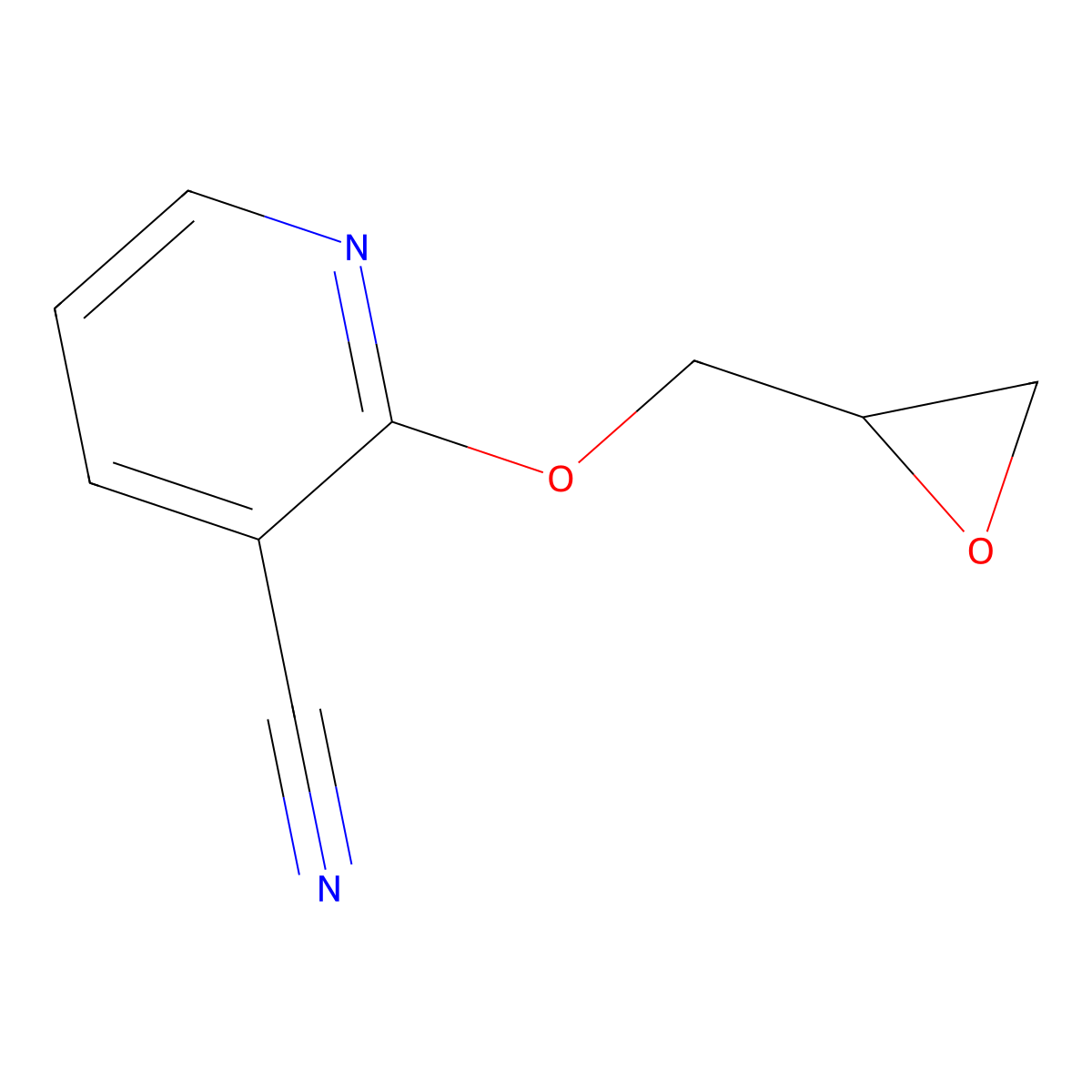 3-Pyridinecarbonitrile, 2-(oxiranylmethoxy)- molecular structure, CAS 66781-34-8