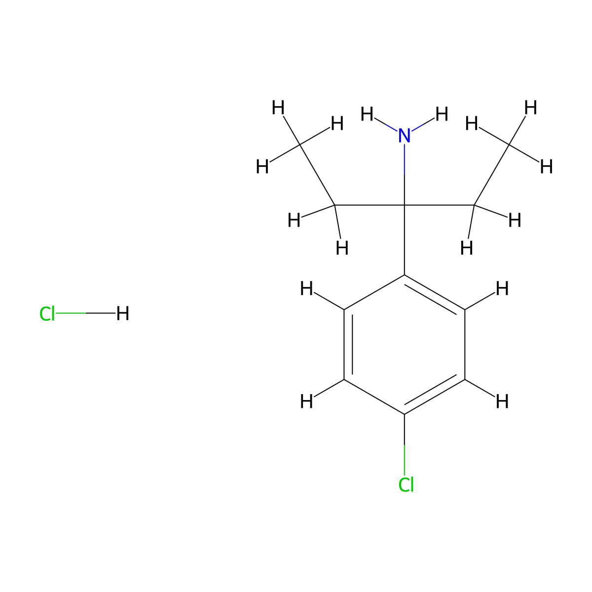3-(4-Chlorophenyl)pentan-3-amine hydrochloride molecular structure, CAS 667864-91-7