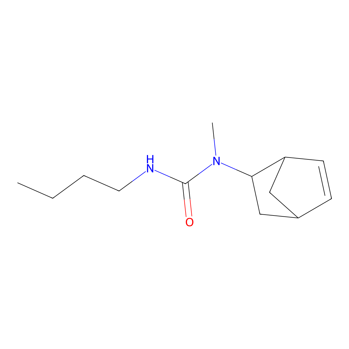 N-bicyclo[2.2.1]hept-5-en-2-yl-N'-butyl-N-methylurea molecular structure, CAS 667865-02-3