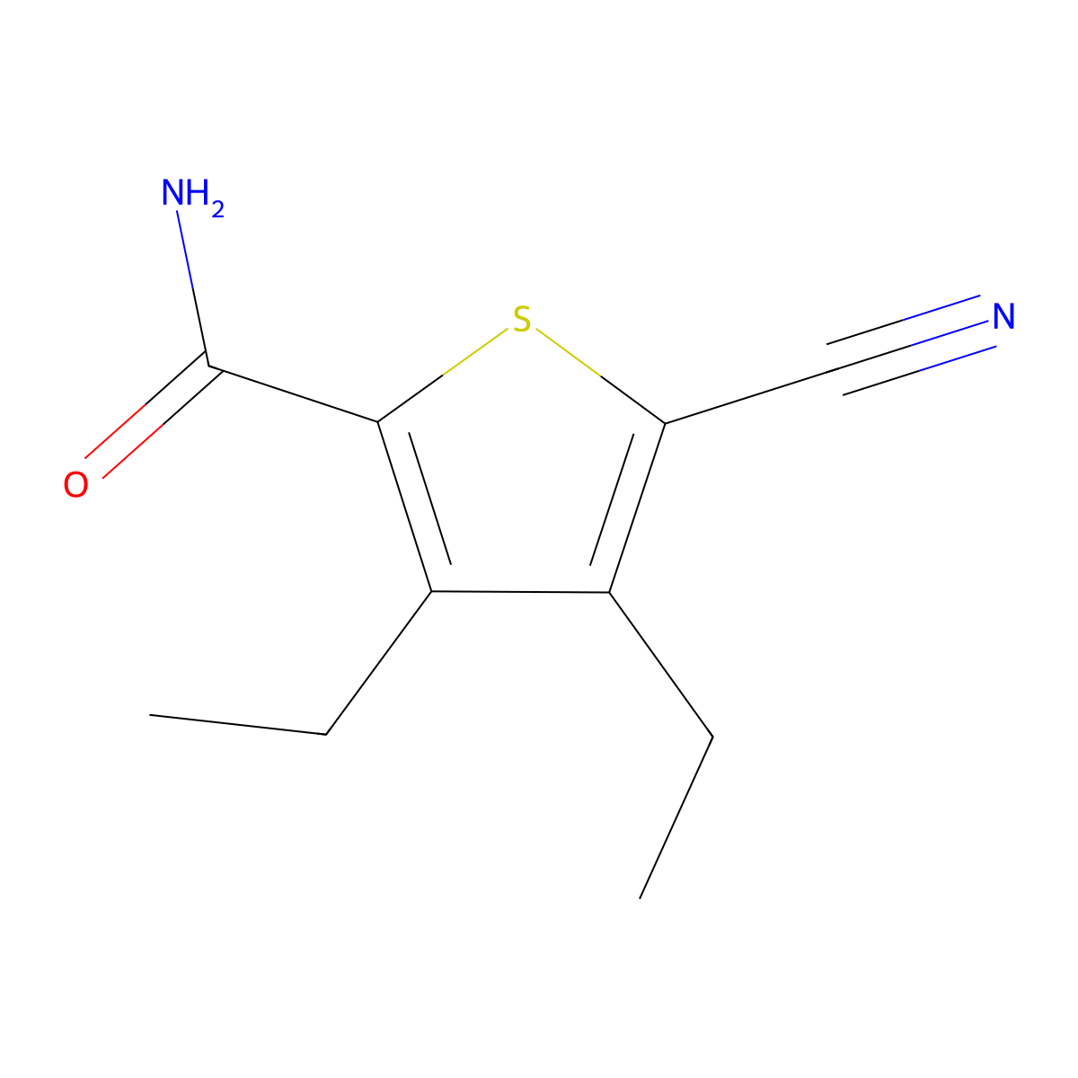 5-Cyano-3,4-diethylthiophene-2-carboxamide molecular structure, CAS 667865-16-9
