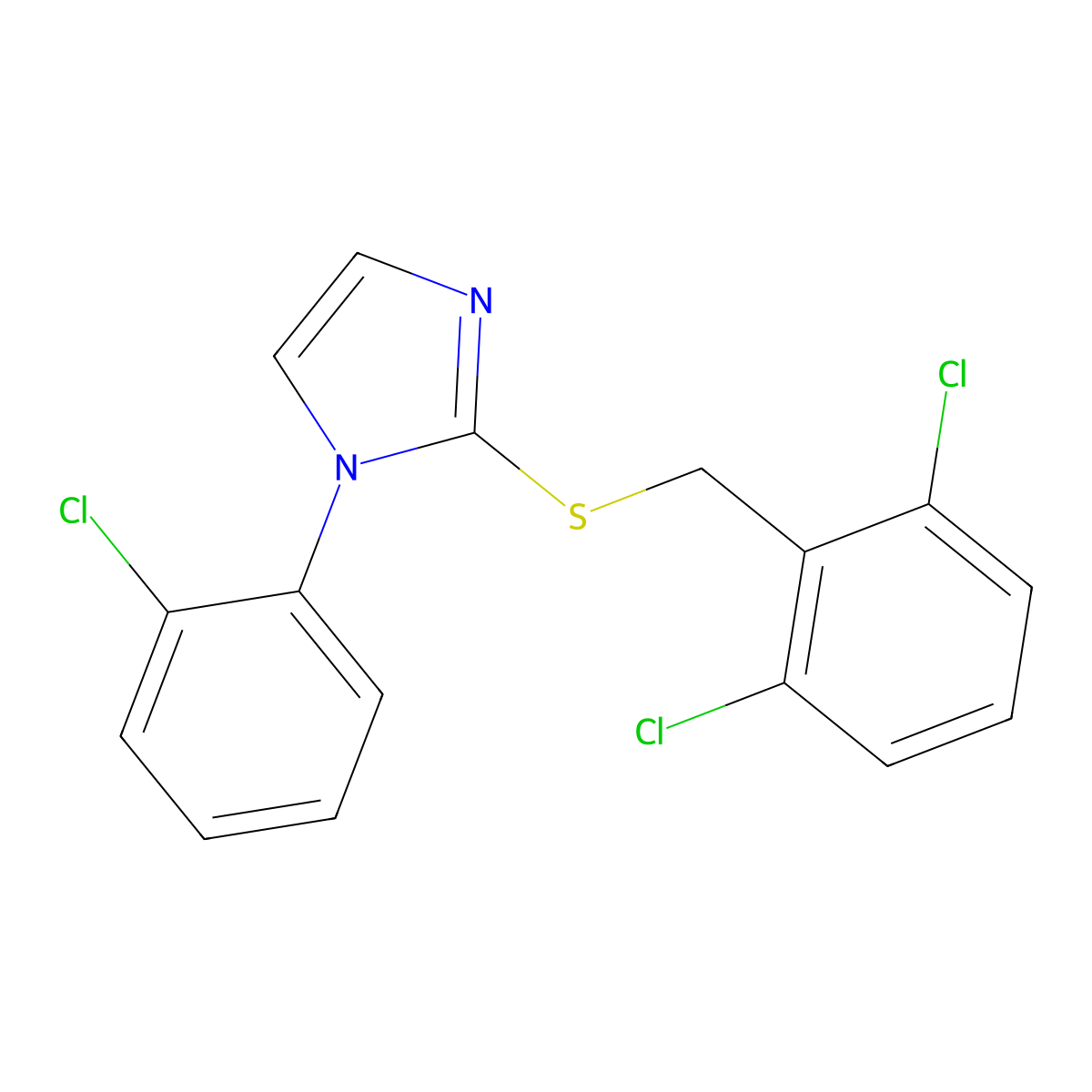 1-(2-Chlorophenyl)-2-[[(2,6-dichlorophenyl)methyl]thio]-1H-imidazole molecular structure, CAS 667865-25-0