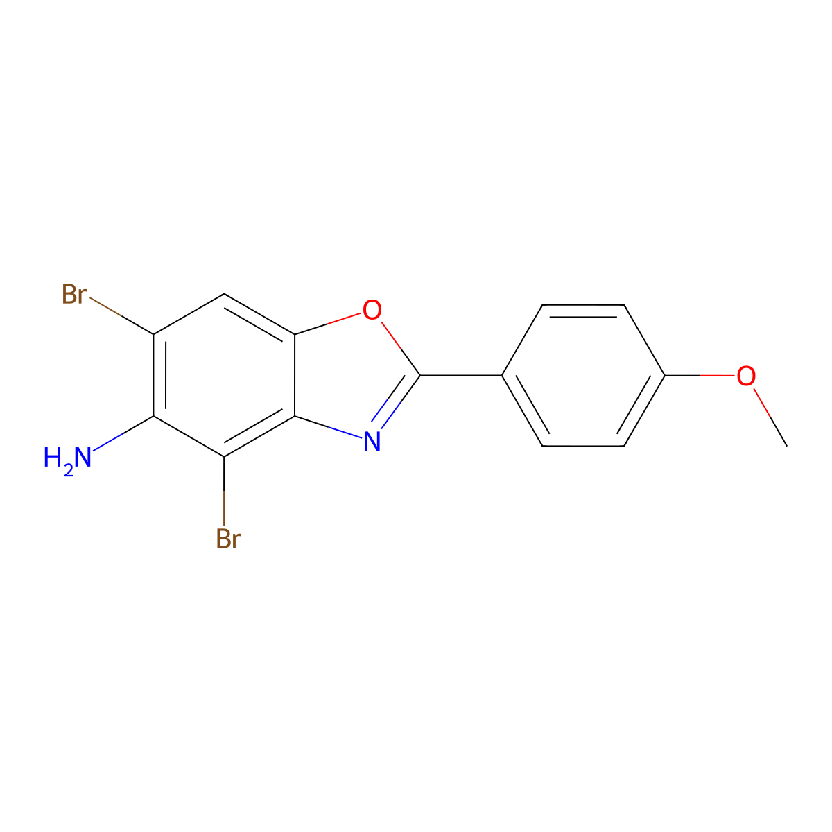 4,6-Dibromo-2-(4-methoxyphenyl)-1,3-benzoxazol-5-amine molecular structure, CAS 667867-06-3
