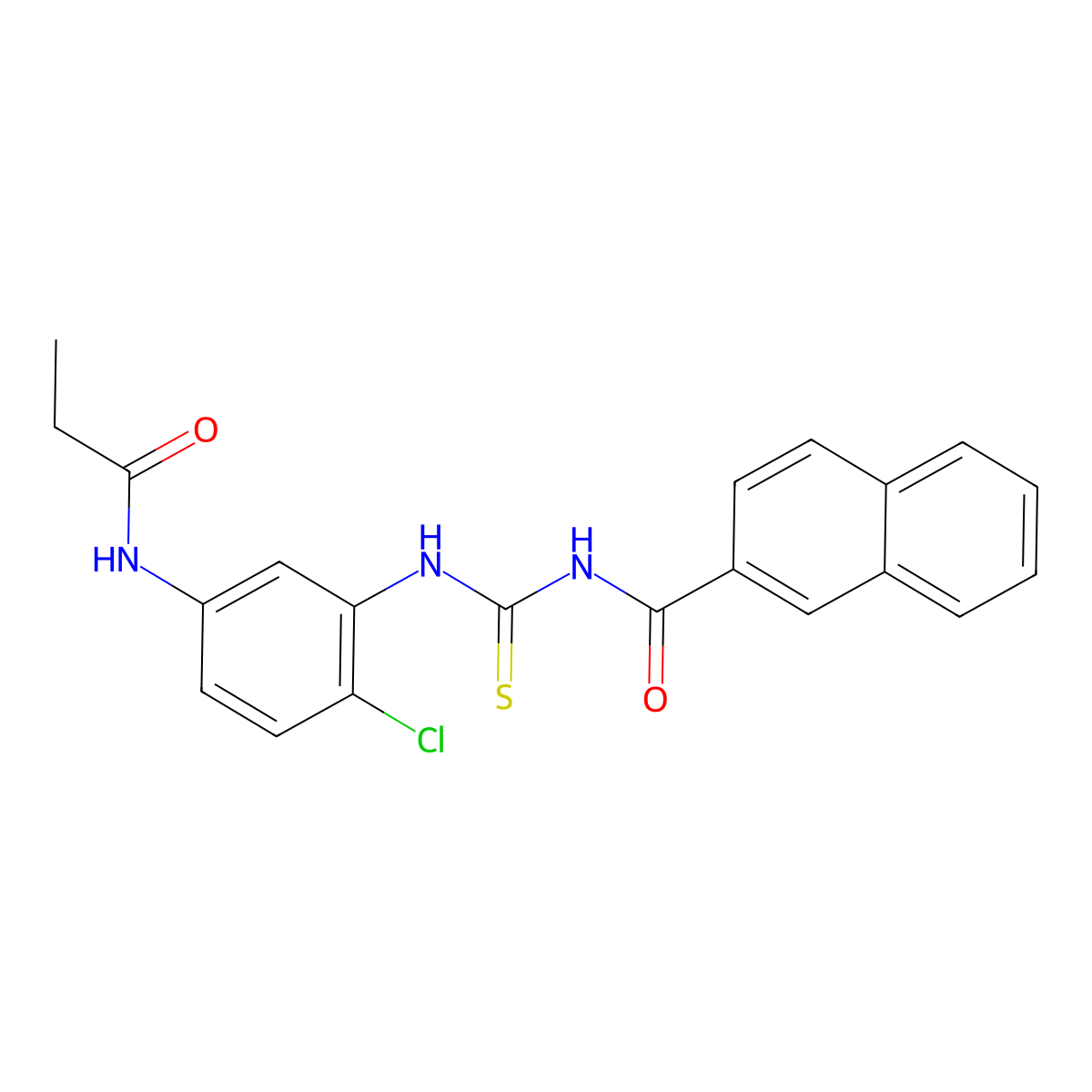 N-[[2-chloro-5-(propanoylamino)phenyl]carbamothioyl]naphthalene-2-carboxamide molecular structure, CAS 667867-07-4