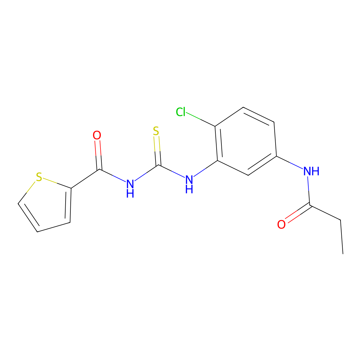 N-[[2-chloro-5-(propanoylamino)phenyl]carbamothioyl]thiophene-2-carboxamide molecular structure, CAS 667867-08-5