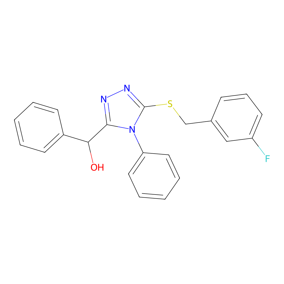 {5-[(3-fluorobenzyl)sulfanyl]-4-phenyl-4H-1,2,4-triazol-3-yl}(phenyl)methanol molecular structure, CAS 667867-17-6