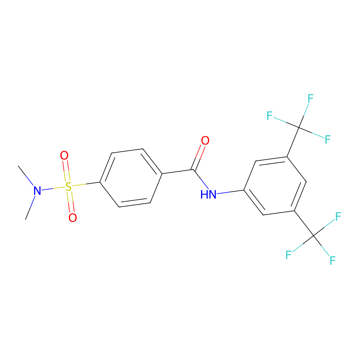 N-[3,5-bis(trifluoromethyl)phenyl]-4-(dimethylsulfamoyl)benzamide molecular structure, CAS 667867-31-4