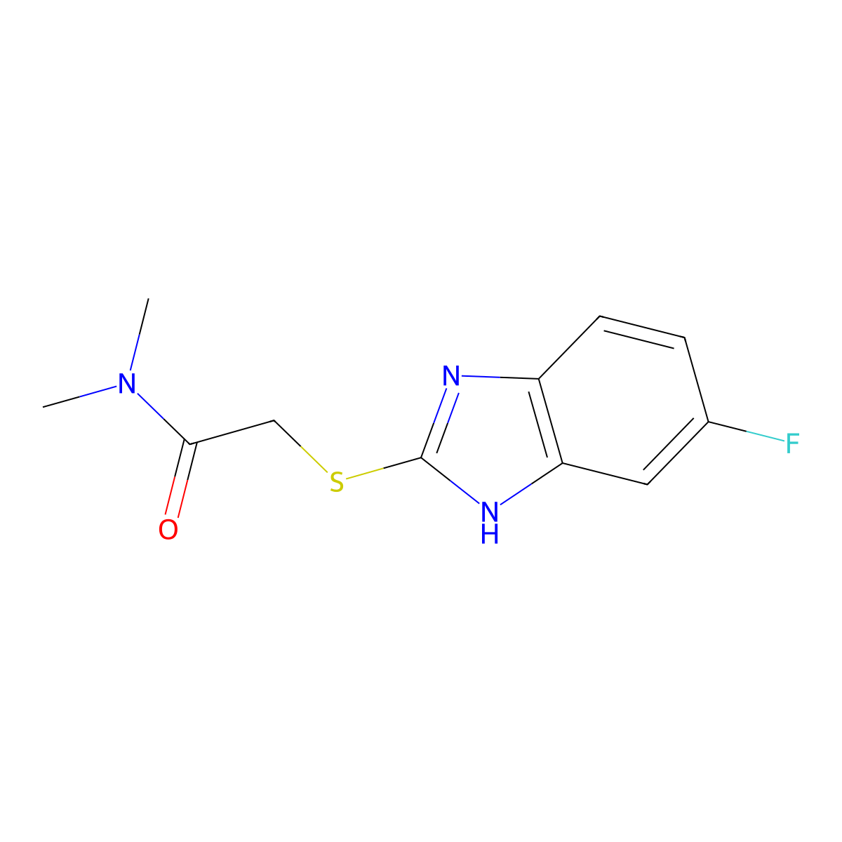 2-[(6-fluoro-1H-benzimidazol-2-yl)sulfanyl]-N,N-dimethylacetamide molecular structure, CAS 667867-40-5