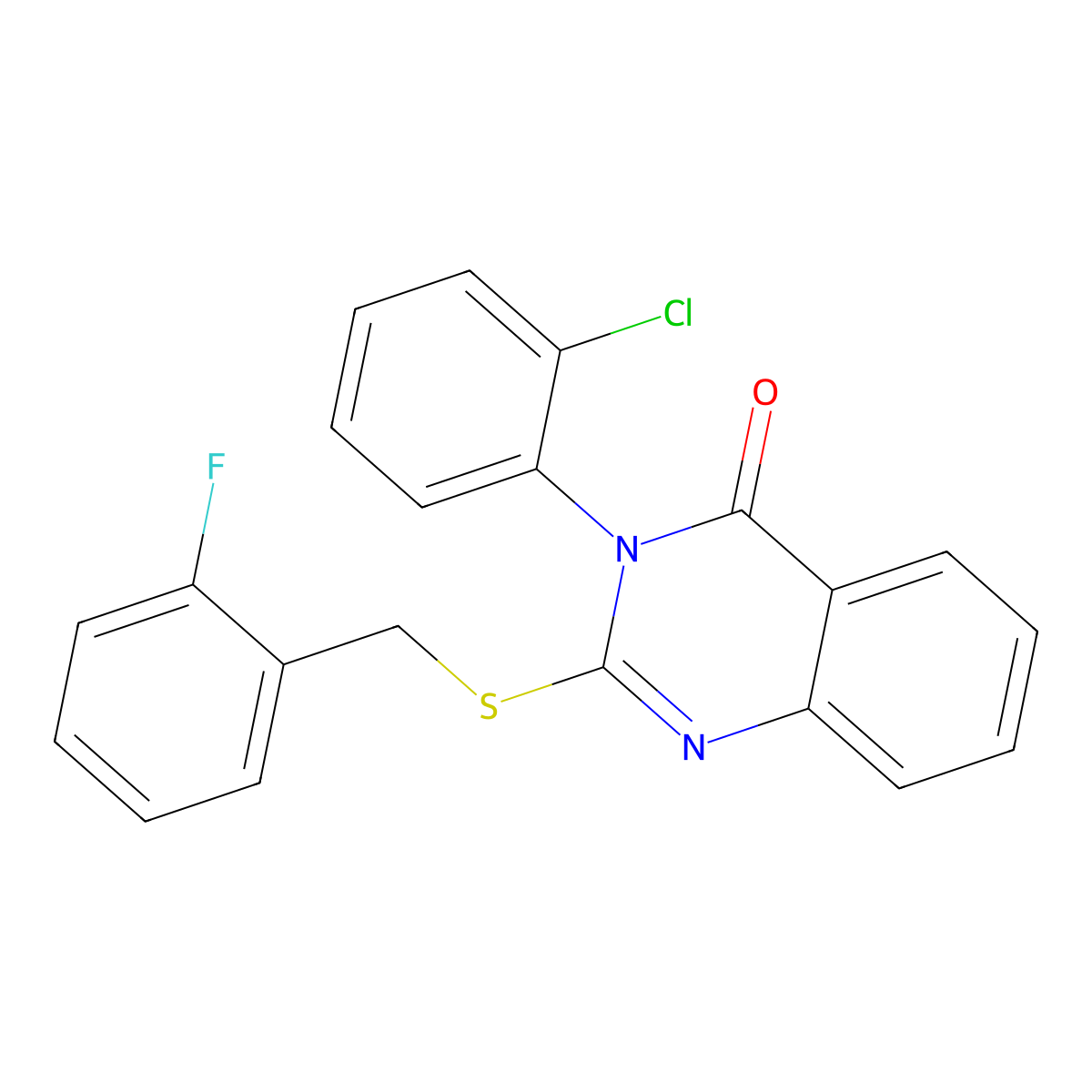 3-(2-Chlorophenyl)-2-[(2-fluorophenyl)methylsulfanyl]quinazolin-4-one molecular structure, CAS 667867-49-4