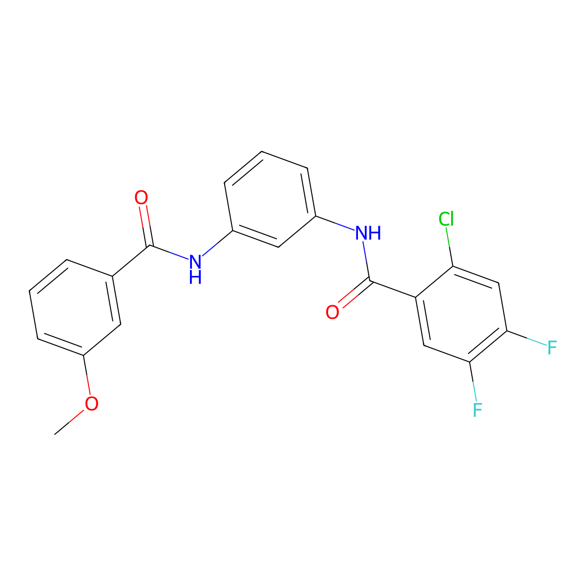 2-chloro-4,5-difluoro-N-[3-[(3-methoxybenzoyl)amino]phenyl]benzamide molecular structure, CAS 667867-53-0