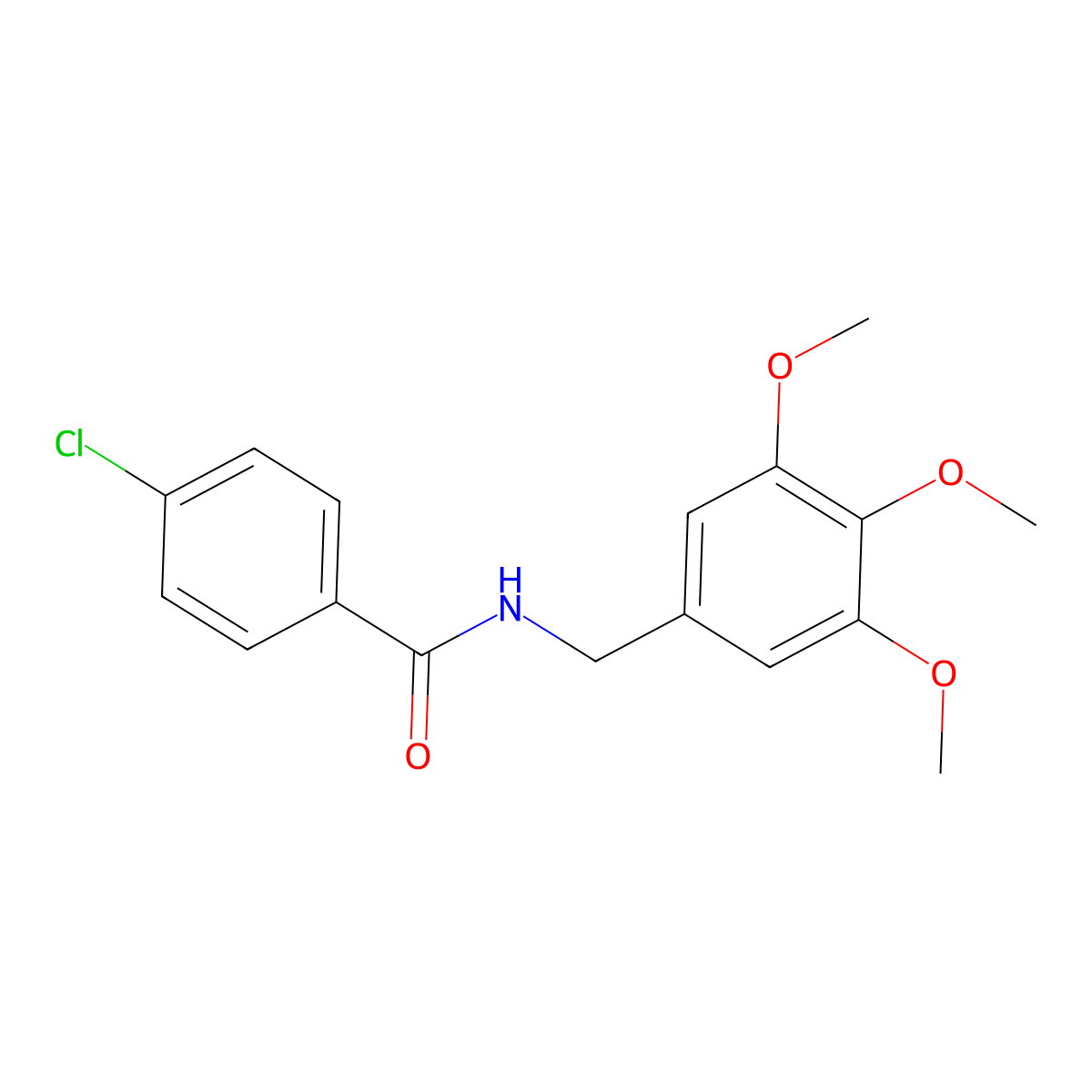 4-chloro-N-(3,4,5-trimethoxybenzyl)benzamide molecular structure, CAS 667867-64-3