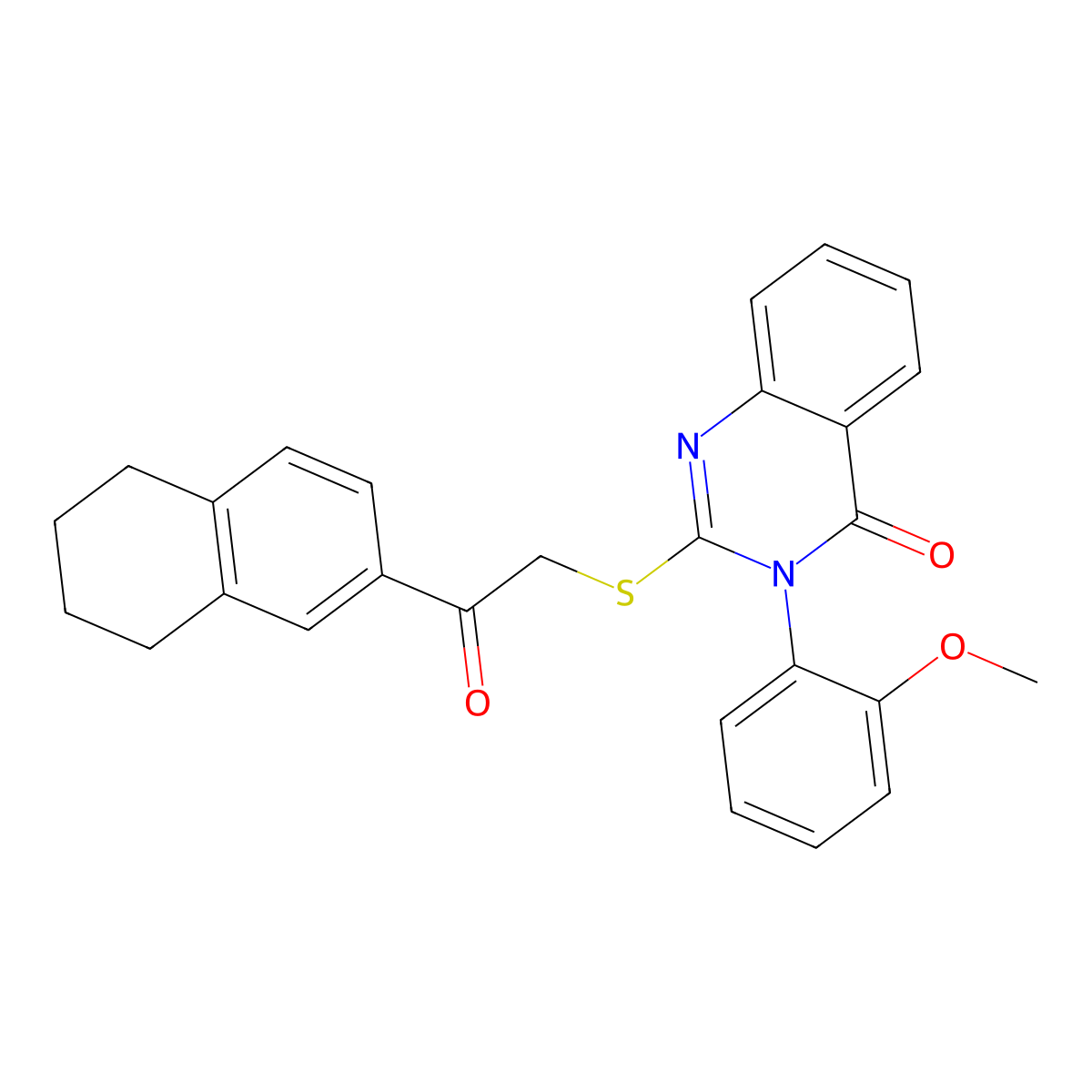 3-(2-Methoxyphenyl)-2-[2-oxo-2-(5,6,7,8-tetrahydronaphthalen-2-yl)ethyl]sulfanylquinazolin-4-one molecular structure, CAS 667867-68-7