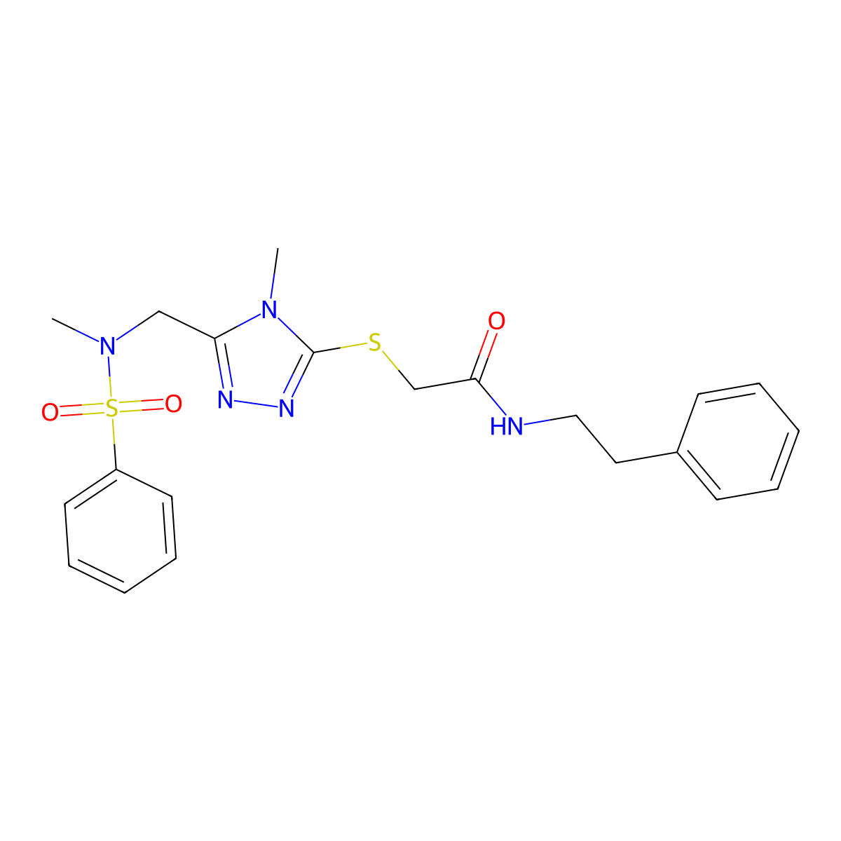 2-[(4-methyl-5-{[methyl(phenylsulfonyl)amino]methyl}-4H-1,2,4-triazol-3-yl)thio]-N-(2-phenylethyl)acetamide molecular structure, CAS 667867-69-8