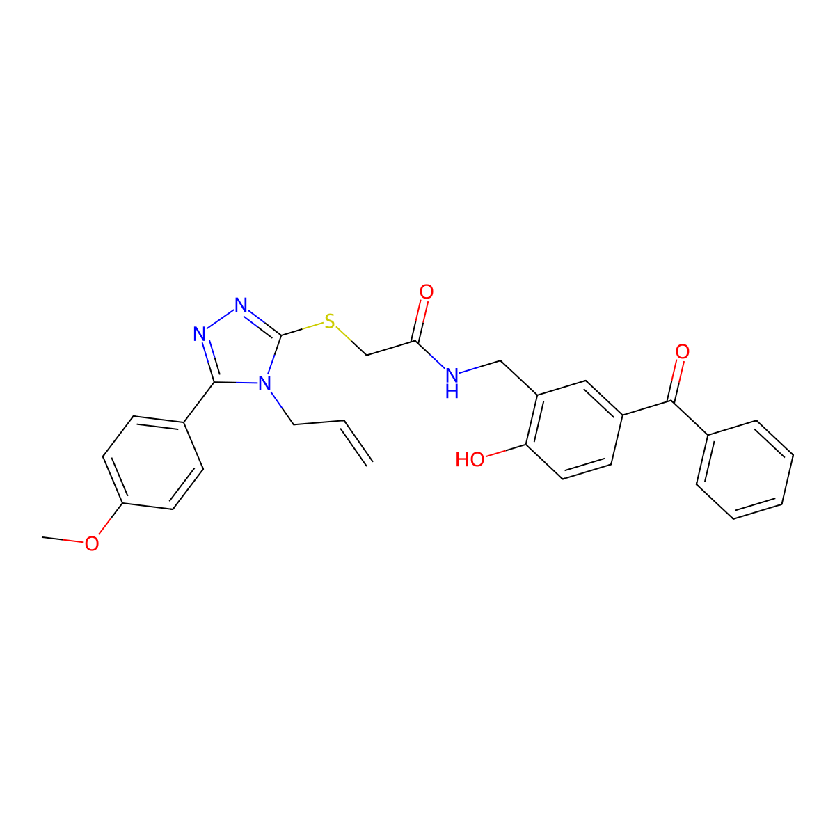 N-[(5-benzoyl-2-hydroxyphenyl)methyl]-2-[[5-(4-methoxyphenyl)-4-prop-2-enyl-1,2,4-triazol-3-yl]sulfanyl]acetamide molecular structure, CAS 667867-70-1