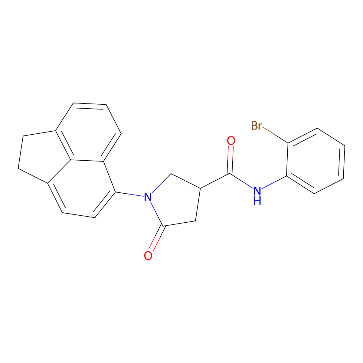 N-(2-bromophenyl)-1-(1,2-dihydroacenaphthylen-5-yl)-5-oxopyrrolidine-3-carboxamide molecular structure, CAS 667867-74-5