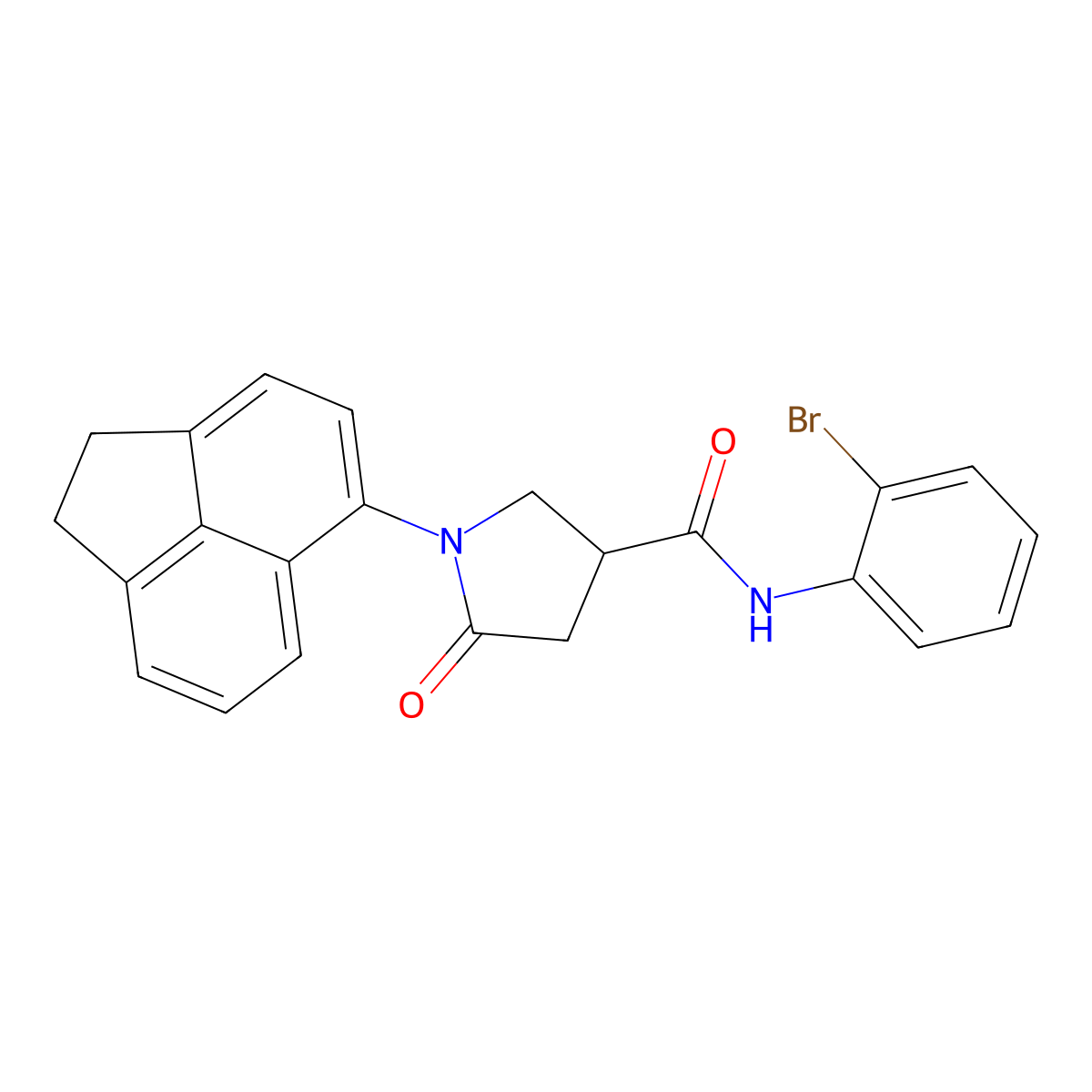 N-(2-bromophenyl)-1-(1,2-dihydroacenaphthylen-5-yl)-5-oxopyrrolidine-3-carboxamide molecular structure, CAS 667867-74-5