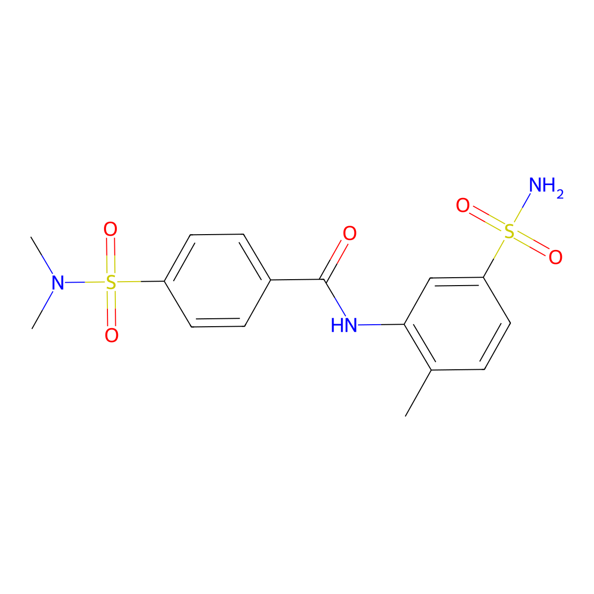 4-(dimethylsulfamoyl)-N-(2-methyl-5-sulfamoylphenyl)benzamide molecular structure, CAS 667867-79-0