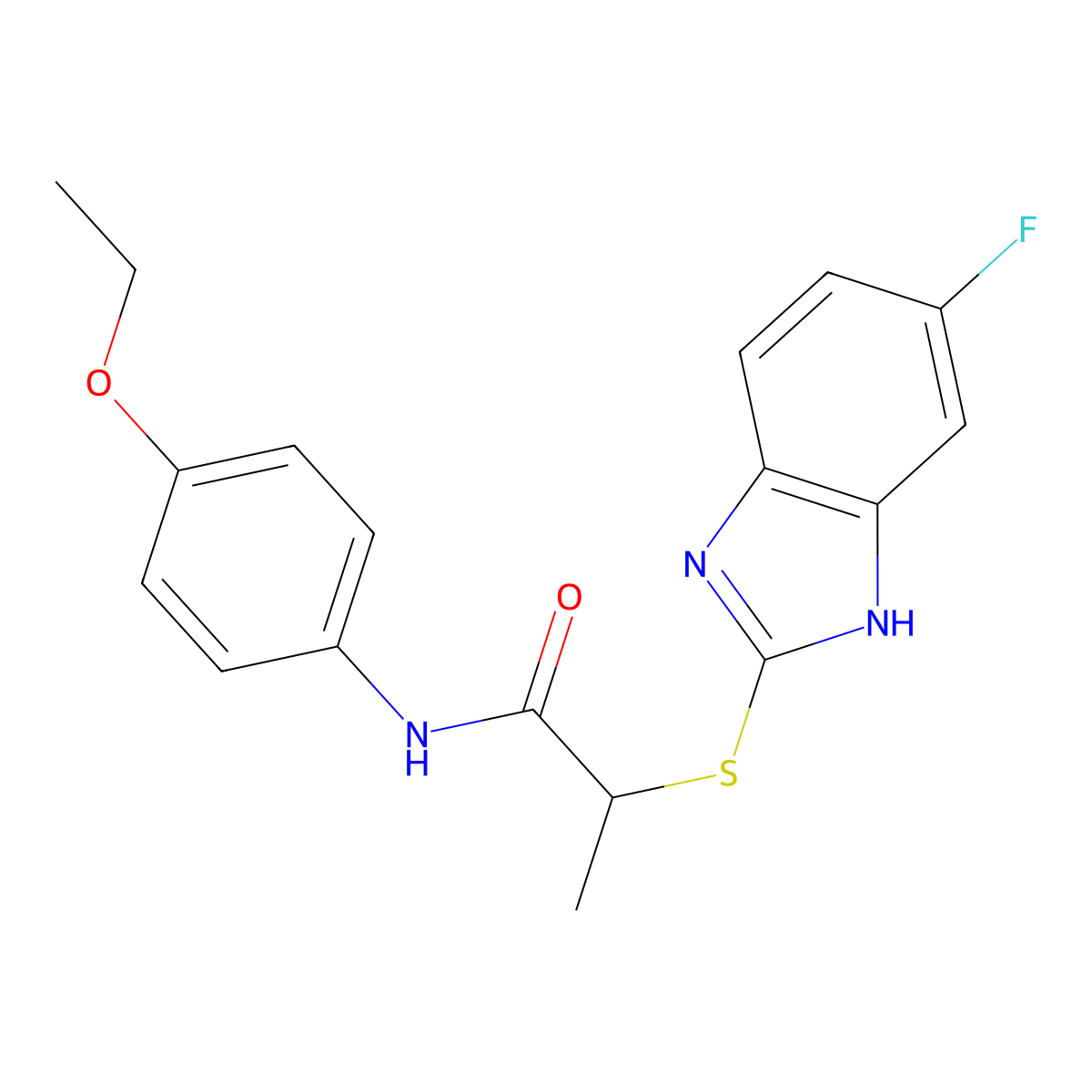 N-(4-ethoxyphenyl)-2-[(6-fluoro-1H-benzimidazol-2-yl)sulfanyl]propanamide molecular structure, CAS 667868-10-2