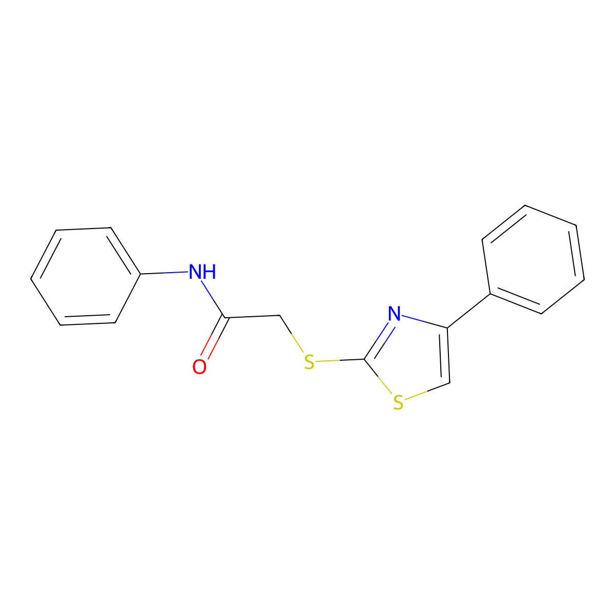 N-phenyl-2-[(4-phenyl-1,3-thiazol-2-yl)sulfanyl]acetamide molecular structure, CAS 667868-11-3