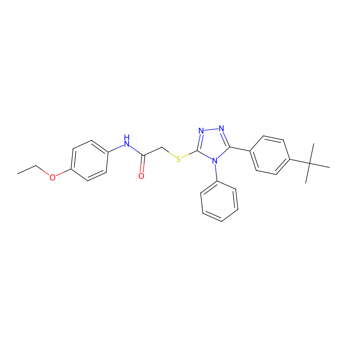 2-{[5-(4-tert-butylphenyl)-4-phenyl-4H-1,2,4-triazol-3-yl]sulfanyl}-N-(4-ethoxyphenyl)acetamide molecular structure, CAS 667868-27-1