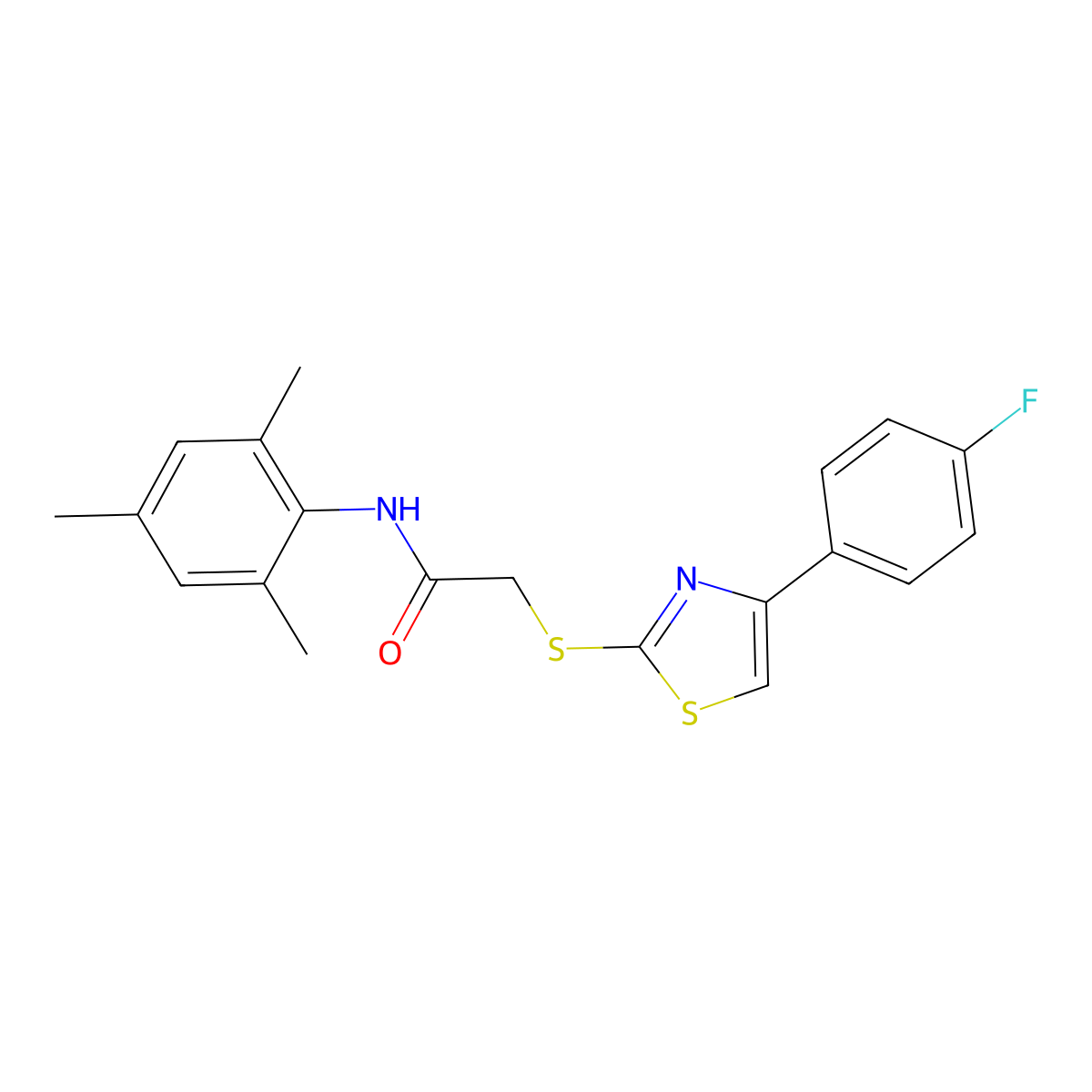 2-[[4-(4-fluorophenyl)-1,3-thiazol-2-yl]sulfanyl]-N-(2,4,6-trimethylphenyl)acetamide molecular structure, CAS 667868-37-3