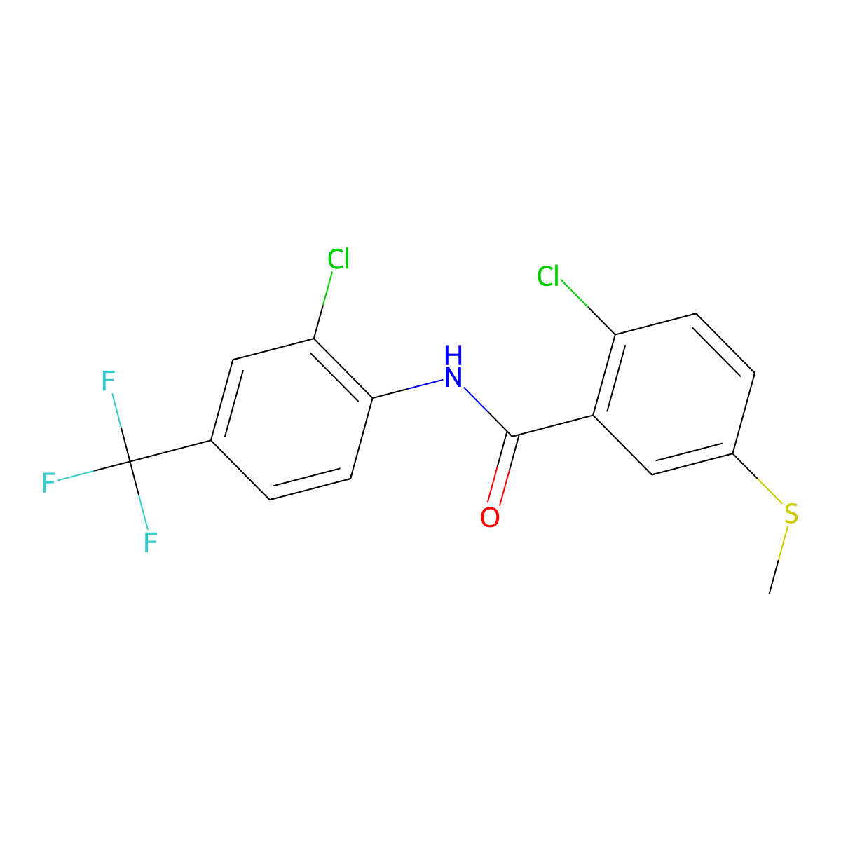 2-chloro-N-[2-chloro-4-(trifluoromethyl)phenyl]-5-methylsulfanylbenzamide molecular structure, CAS 667868-41-9