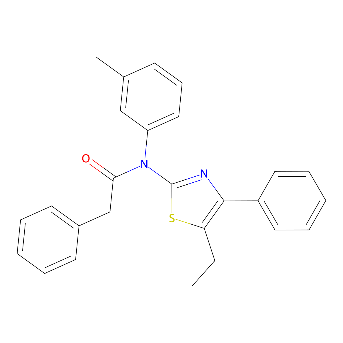 N-(5-ethyl-4-phenyl-1,3-thiazol-2-yl)-N-(3-methylphenyl)-2-phenylacetamide molecular structure, CAS 667868-73-7