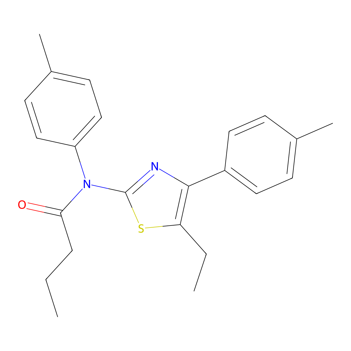 N-[5-ethyl-4-(4-methylphenyl)-1,3-thiazol-2-yl]-N-(4-methylphenyl)butanamide molecular structure, CAS 667868-80-6