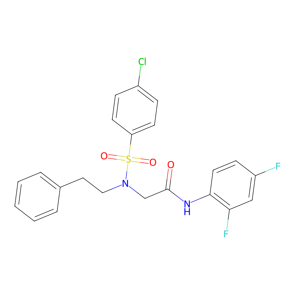 2-[[(4-chlorophenyl)sulfonyl](2-phenylethyl)amino]-N-(2,4-difluorophenyl)acetamide molecular structure, CAS 667869-58-1