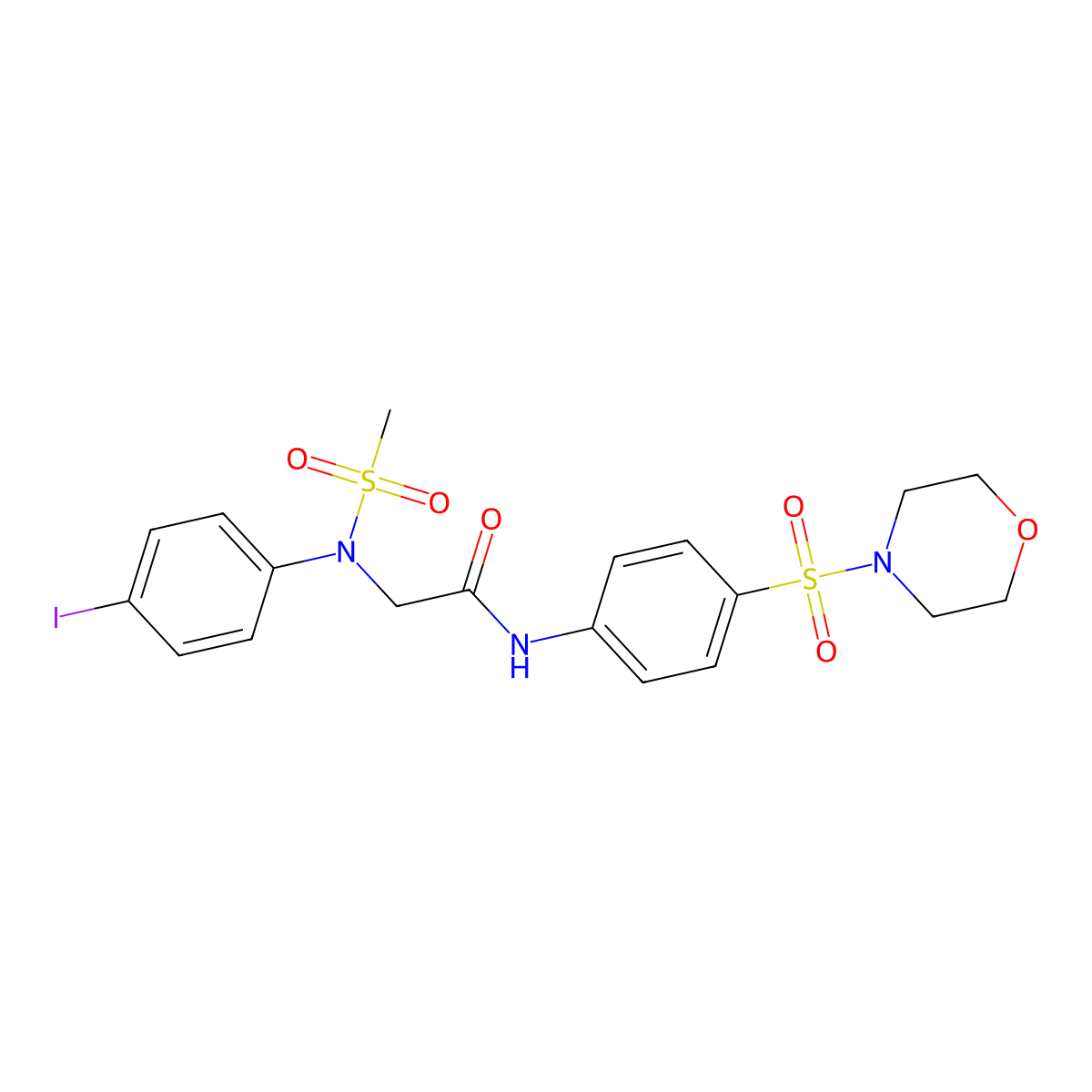 2-(4-iodo-N-methylsulfonylanilino)-N-(4-morpholin-4-ylsulfonylphenyl)acetamide molecular structure, CAS 667872-13-1