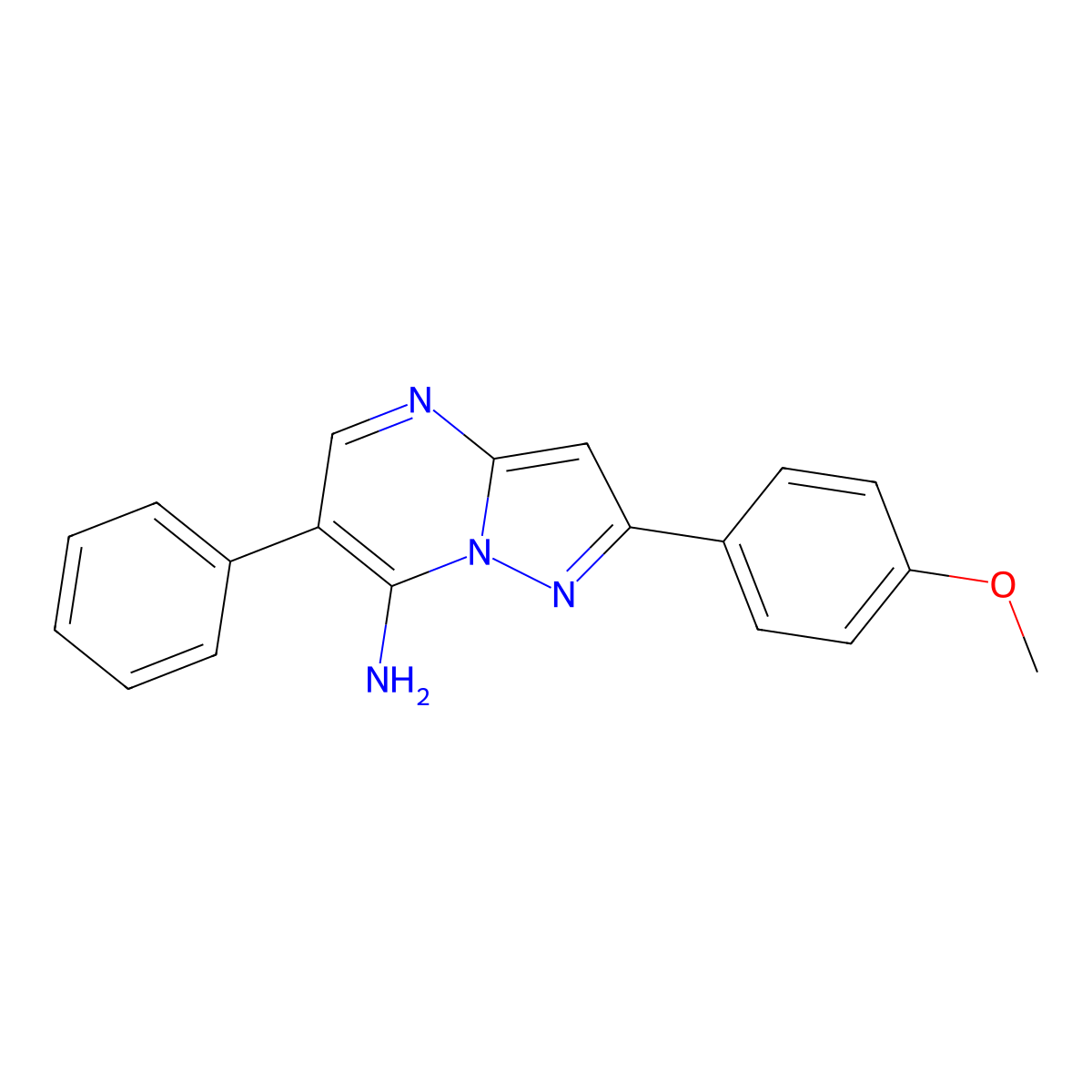 2-(4-Methoxyphenyl)-6-phenylpyrazolo[1,5-a]pyrimidin-7-amine molecular structure, CAS 667872-22-2