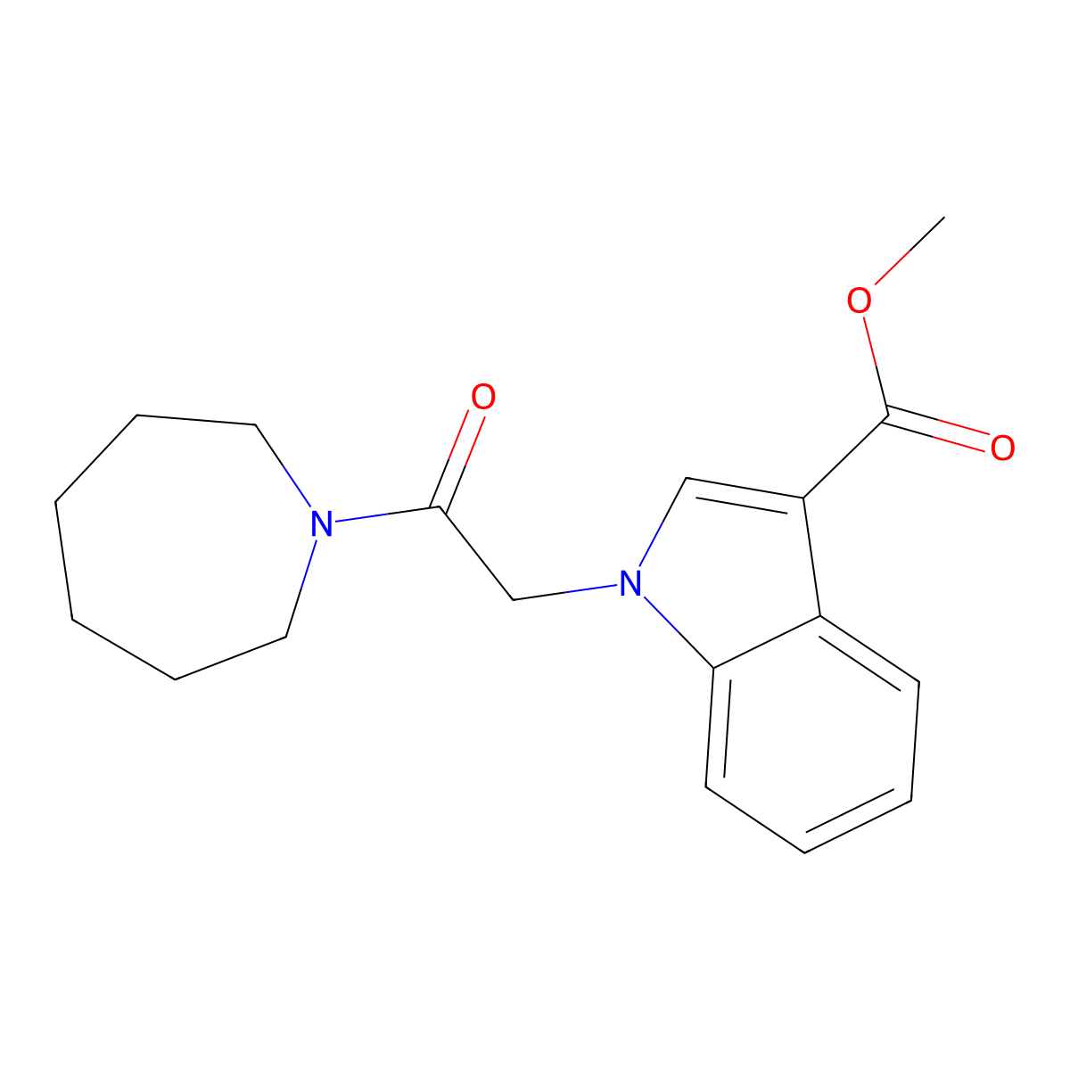 methyl 1-[2-(1-azepanyl)-2-oxoethyl]-1H-indole-3-carboxylate molecular structure, CAS 667872-92-6