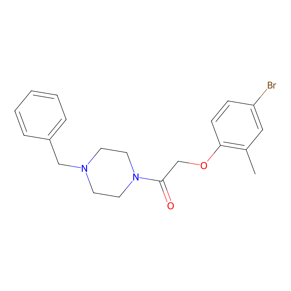 1-(4-Benzylpiperazin-1-yl)-2-(4-bromo-2-methylphenoxy)ethanone molecular structure, CAS 667874-14-8