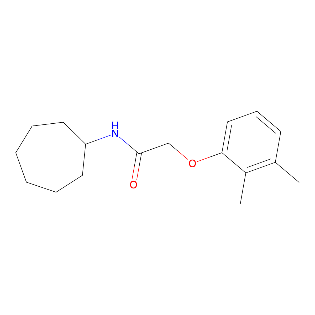 N-cycloheptyl-2-(2,3-dimethylphenoxy)acetamide molecular structure, CAS 667874-34-2
