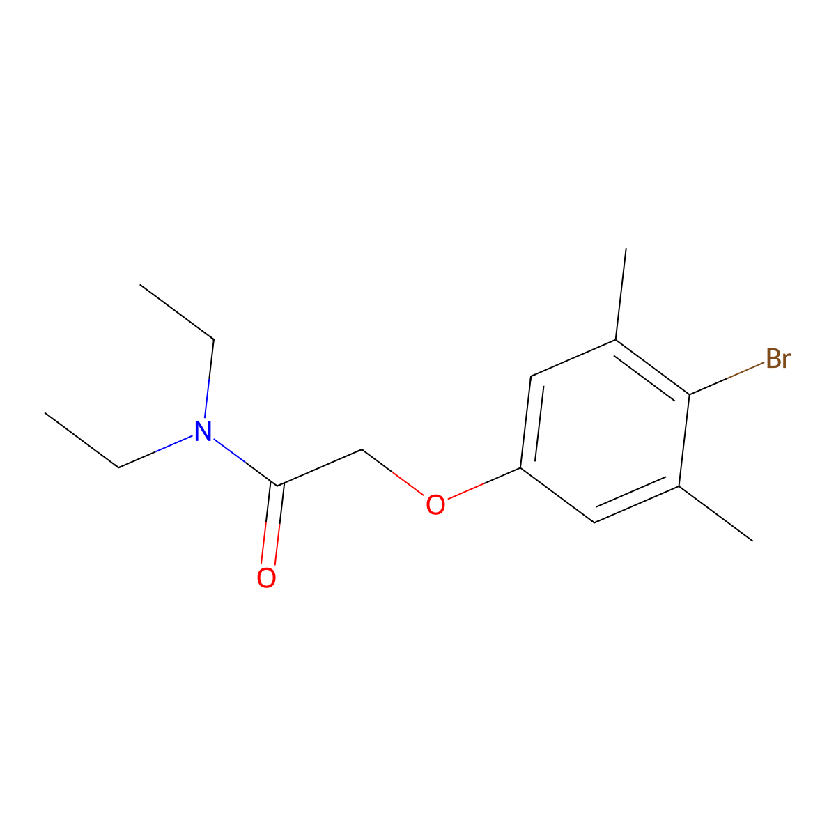 2-(4-bromo-3,5-dimethylphenoxy)-N,N-diethylacetamide molecular structure, CAS 667874-36-4