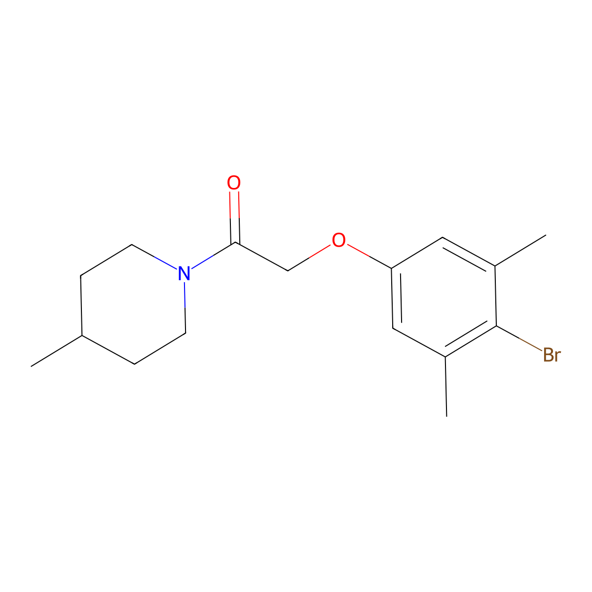 2-(4-Bromo-3,5-dimethylphenoxy)-1-(4-methylpiperidin-1-yl)ethanone molecular structure, CAS 667874-37-5