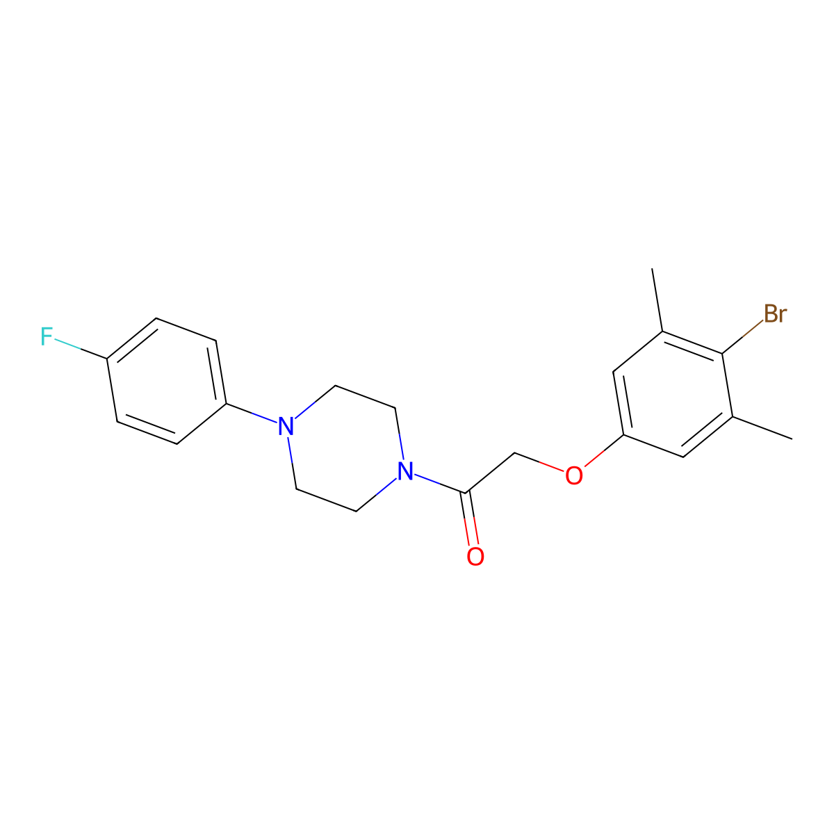 2-(4-Bromo-3,5-dimethylphenoxy)-1-[4-(4-fluorophenyl)piperazin-1-yl]ethanone molecular structure, CAS 667874-39-7