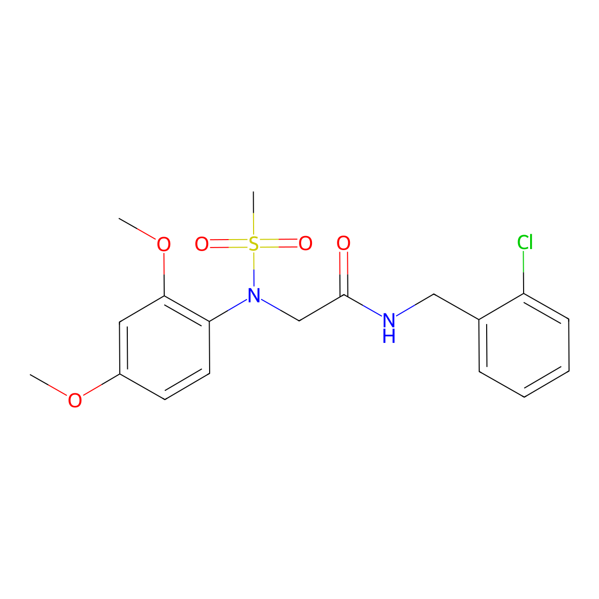 N-(2-chlorobenzyl)-2-[2,4-dimethoxy(methylsulfonyl)anilino]acetamide molecular structure, CAS 667874-62-6