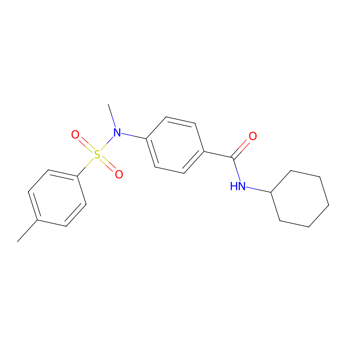 N-cyclohexyl-4-[methyl-(4-methylphenyl)sulfonylamino]benzamide molecular structure, CAS 667874-64-8